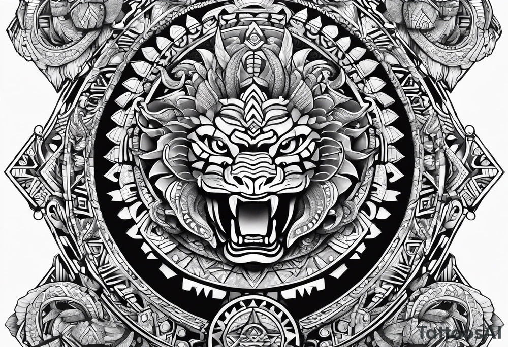 aztec snake sleeve tattoo idea