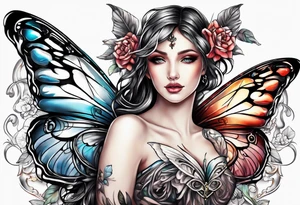 Half butterfly with one Angel wing tattoo idea