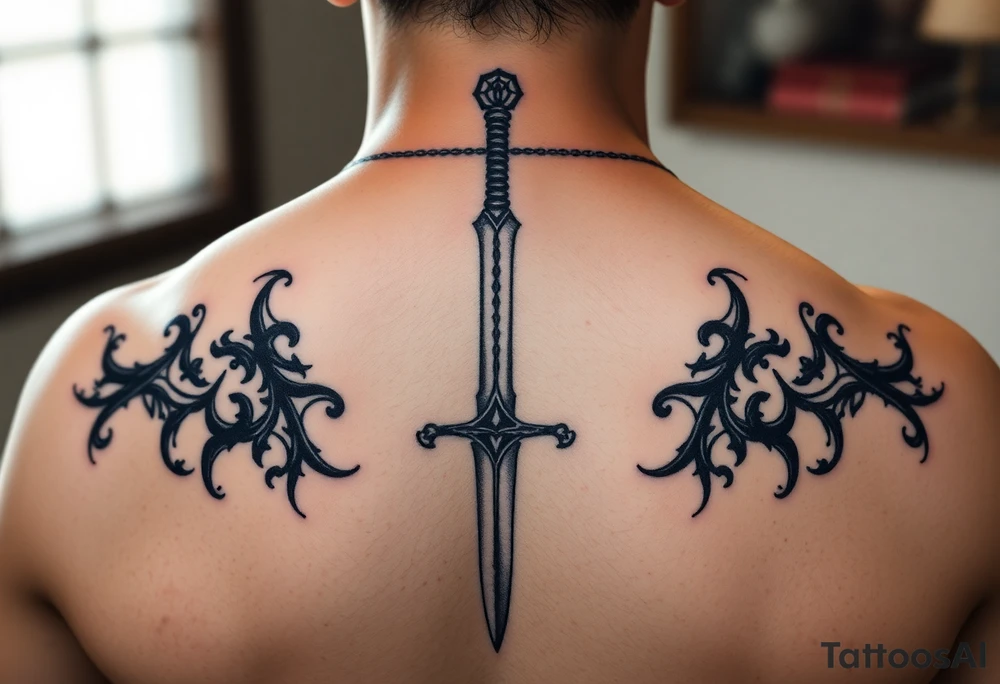 Arabian gothic style tattoo with a sword tattoo idea