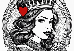 minimal design - queen of hearts card - not so much ink - friendly - room for words tattoo idea