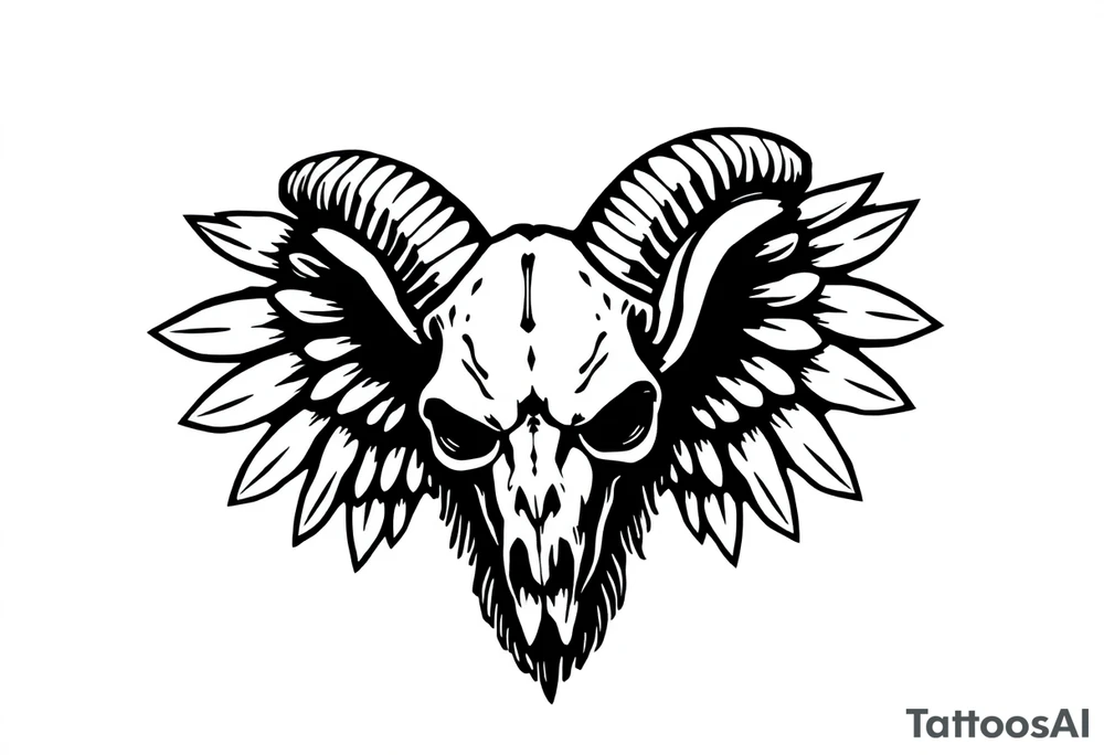 goat skull odd crying angel tattoo idea