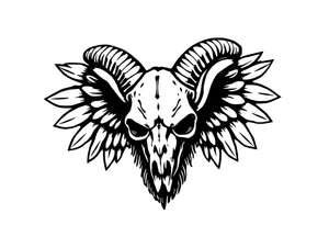 goat skull odd crying angel tattoo idea