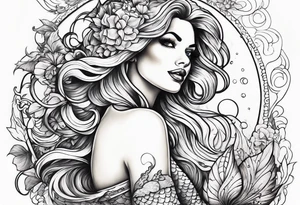 Pin up mermaid tattoo idea