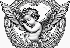 Cherub flying renaissance full body tattoo idea