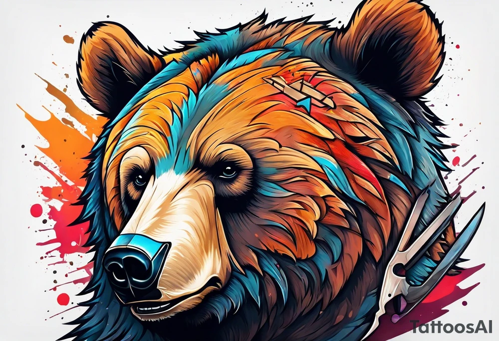 bear with saw tattoo idea