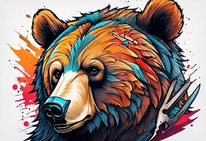 bear with saw tattoo idea