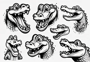 cute cartoon aligator crying tattoo idea