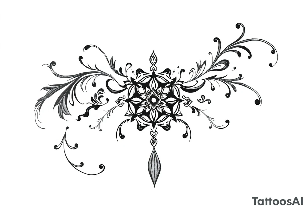 mytical shaman style ornametn with ancient rhyme tattoo idea