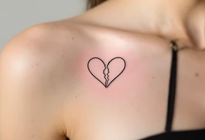 A continuous one-line drawing of a heart splitting apart, creating an effortless yet striking minimalist tattoo. tattoo idea