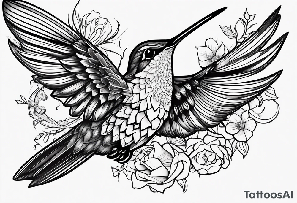 humming bird with thorns tattoo idea