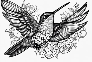 humming bird with thorns tattoo idea