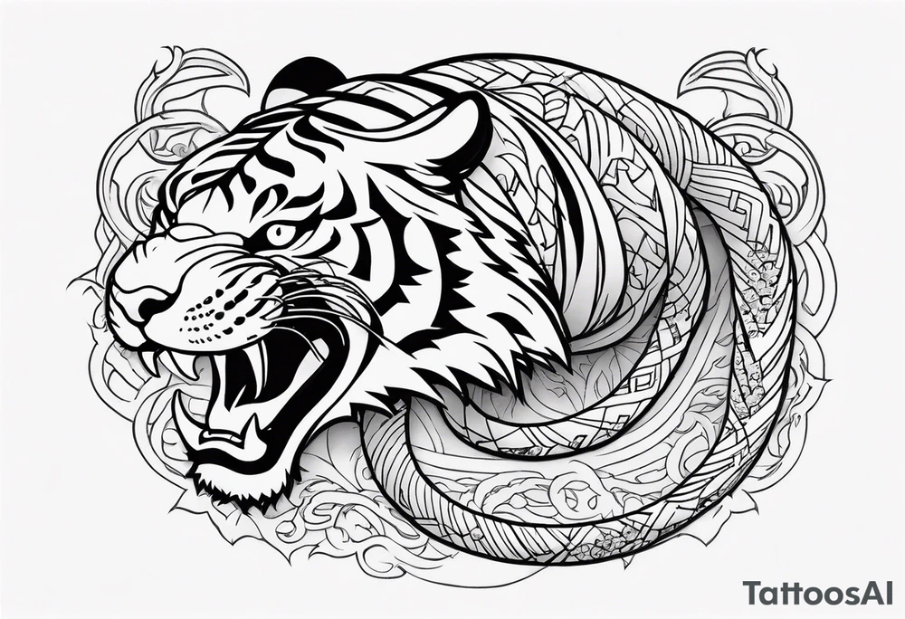 tiger attacking snake tattoo idea