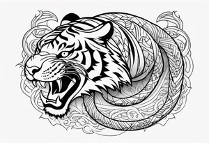 tiger attacking snake tattoo idea