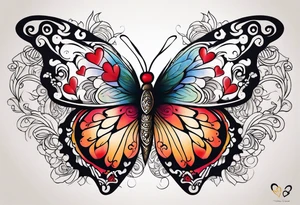 butterfly surrounded by hearts tattoo idea