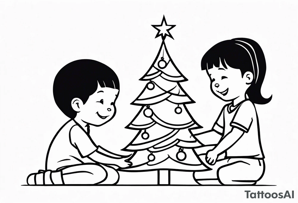 kids making Christmas Tree tattoo idea