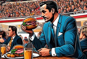 Don Draper eating a ham sandwich at a basketball game tattoo idea