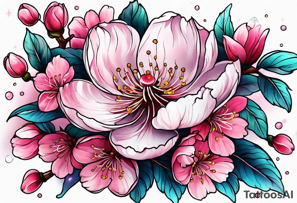 Cherry blossom flower galaxy tattoo idea