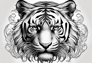 tiger with a full body not just its head with its body twisting clouds around tattoo idea