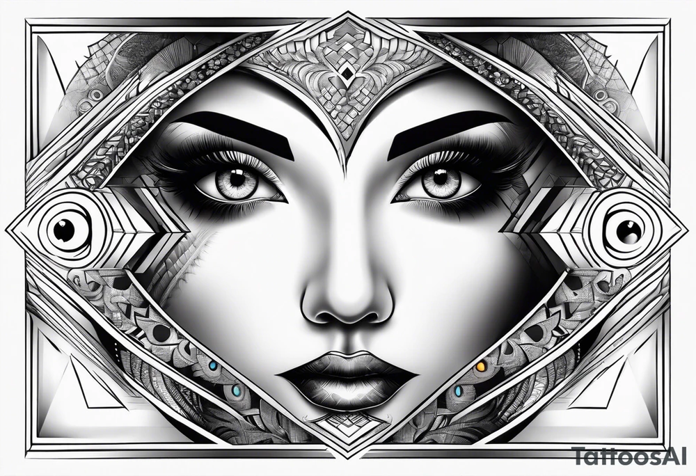 Fractal auto similar squares eyes tattoo idea