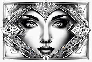 Fractal auto similar squares eyes tattoo idea