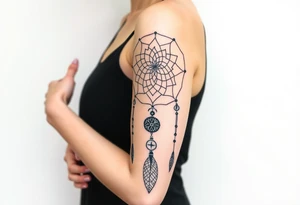 Dreamcatcher with runes caught in it with protection symbol tattoo idea