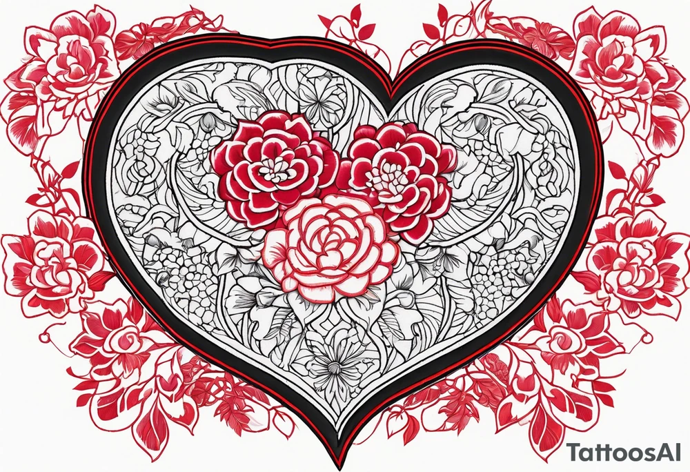 Embroidery heart tattoo idea