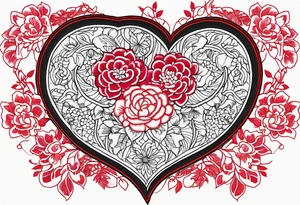 Embroidery heart tattoo idea