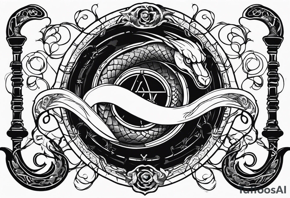 Aggresive Snakes with a sword, this design must be in a vertical vertical proportion. Additionaly the desing must be "Steampunk" type tattoo idea