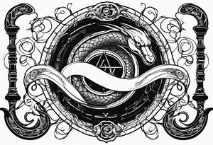 Aggresive Snakes with a sword, this design must be in a vertical vertical proportion. Additionaly the desing must be "Steampunk" type tattoo idea