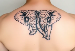 cople of elphant facing foward tangling their trunks tattoo idea