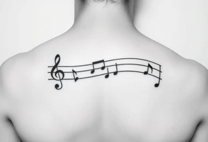 Music staff with treble clef at beginning of line and music notes tattoo idea