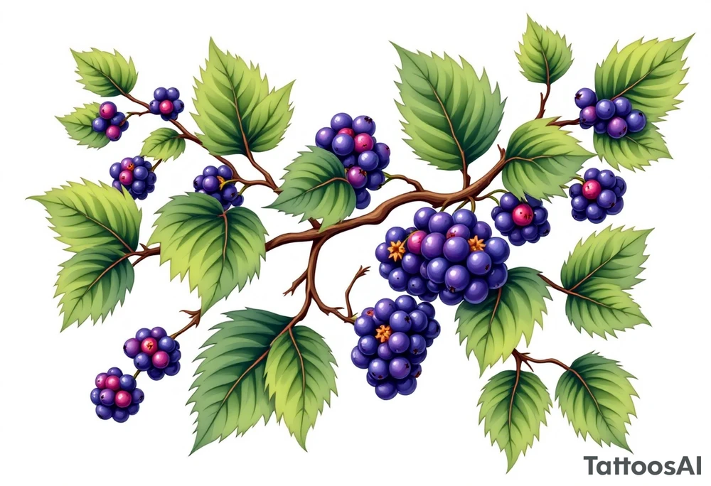 American traditional style Blackberry vine tattoo idea
