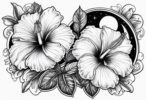 hibiscus flowers with moon and sun something inspirational and meaning for the forearm tattoo idea