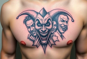 creative collage of different emotions jester form tattoo idea