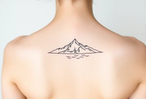 fine line tattoo of mountain and sea tattoo idea