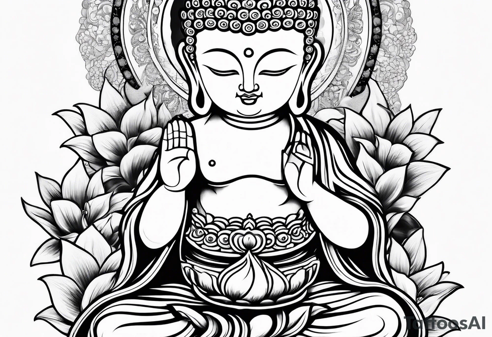 Buddha carrying Buddha baby tattoo idea