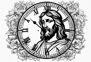 Clock with Jesus tattoo idea