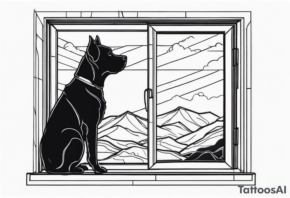 dog looking out window tattoo idea