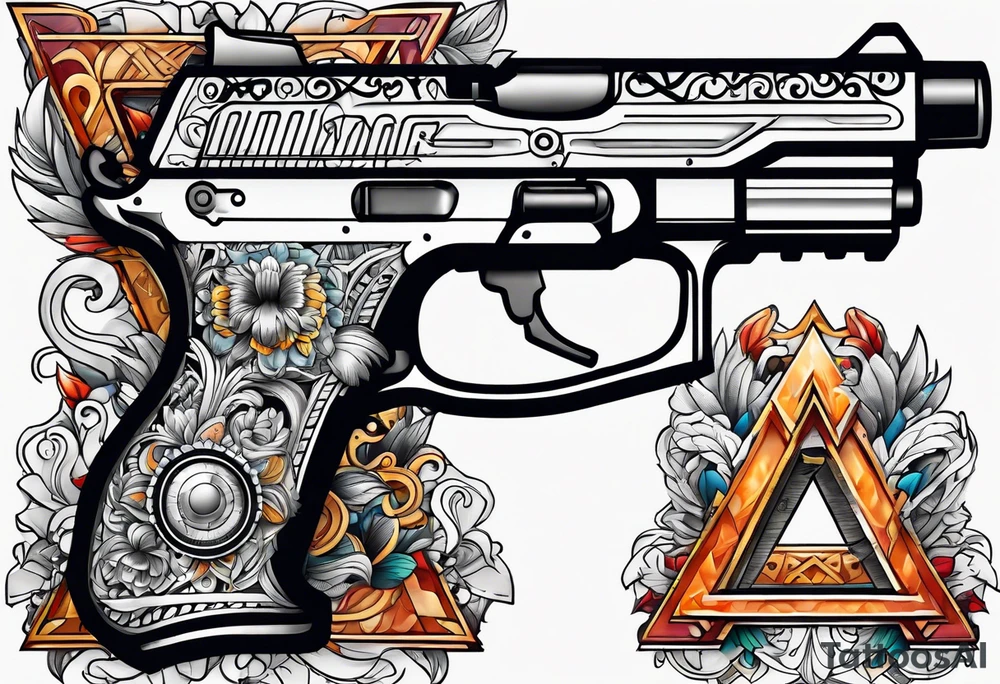 The letters AR with a pistol on each side tattoo idea