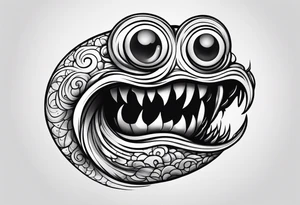 A nasty worm with a stupid smile and bulging eyes tattoo idea