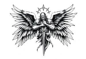 Holy Archangel, Biblical, Christianity, Heavenly Army, Hebrew, Guards of Christianity, Holding a sword, having six wings, seraphim tattoo idea