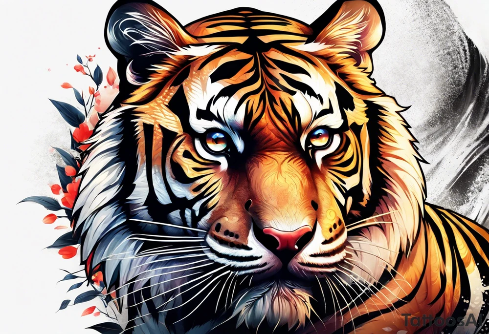 Tiger with the letter C tattoo idea