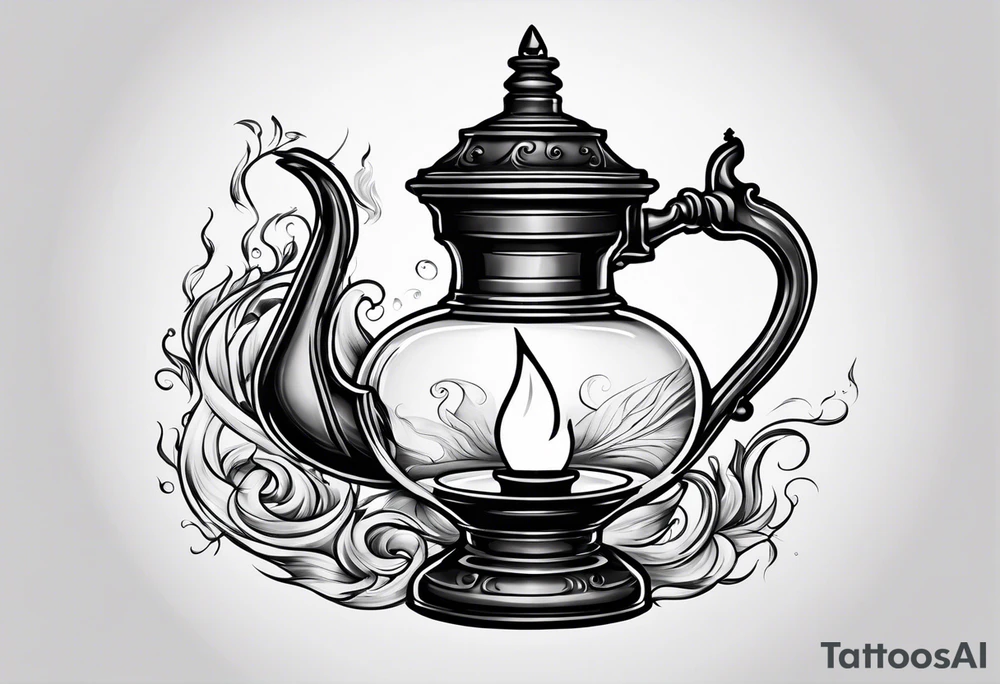 Empty Oil lamp with smoke tattoo idea
