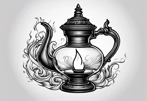 Empty Oil lamp with smoke tattoo idea