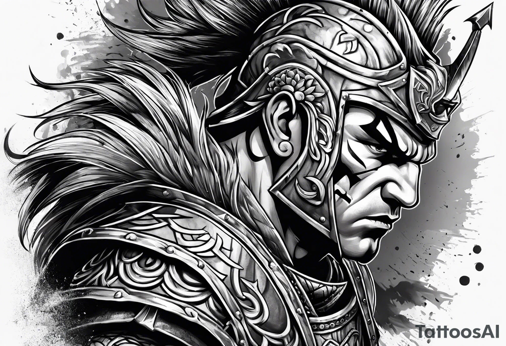 Ripped angry gladiator tattoo idea