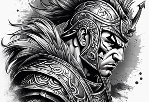 Ripped angry gladiator tattoo idea
