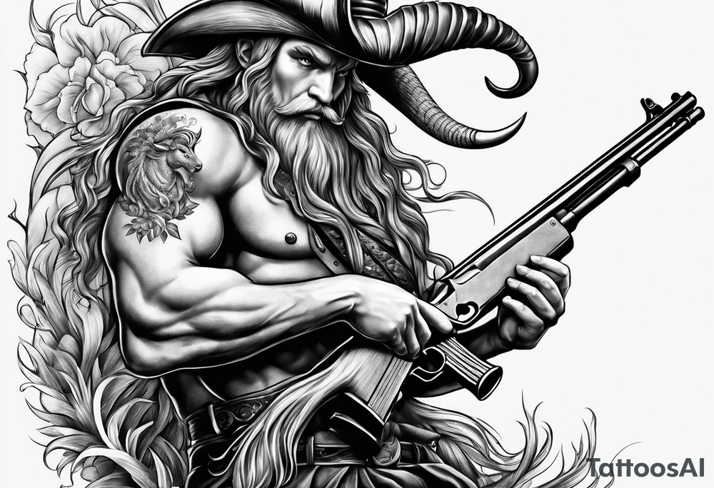 capricorn with a shotgun tattoo idea