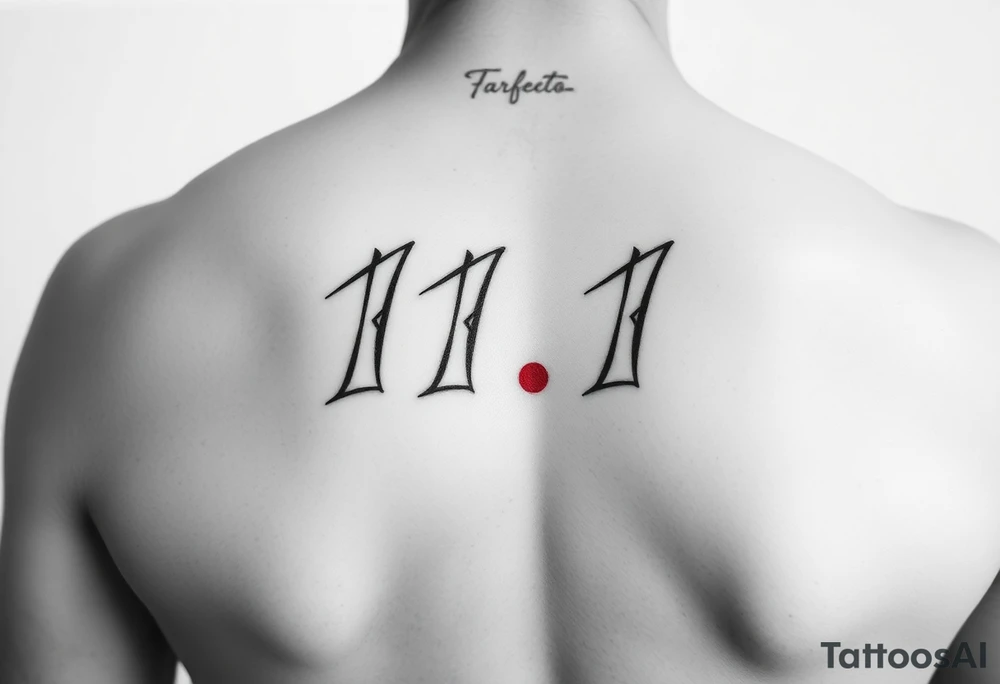 Numbers 11.1 in red ink tattoo idea