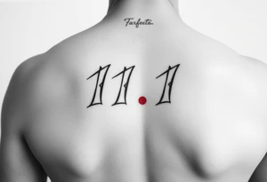 Numbers 11.1 in red ink tattoo idea