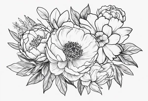 8 flowers to symboize 8 family design : 
peony, carnation, daffodil, daphne, dahlia, desiree, daisy and rose for a sleeve tattoo idea